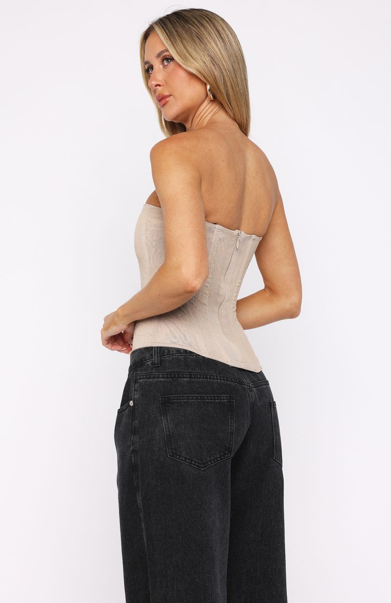 Spotlight On Me Strapless Bustier Champagne Glitter - Image 4