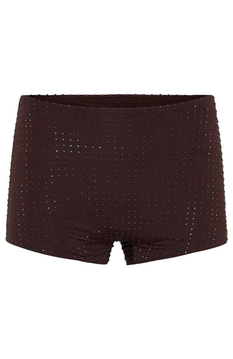 Tempted Heart Embellished Mini Shorts Chocolate - Image 7