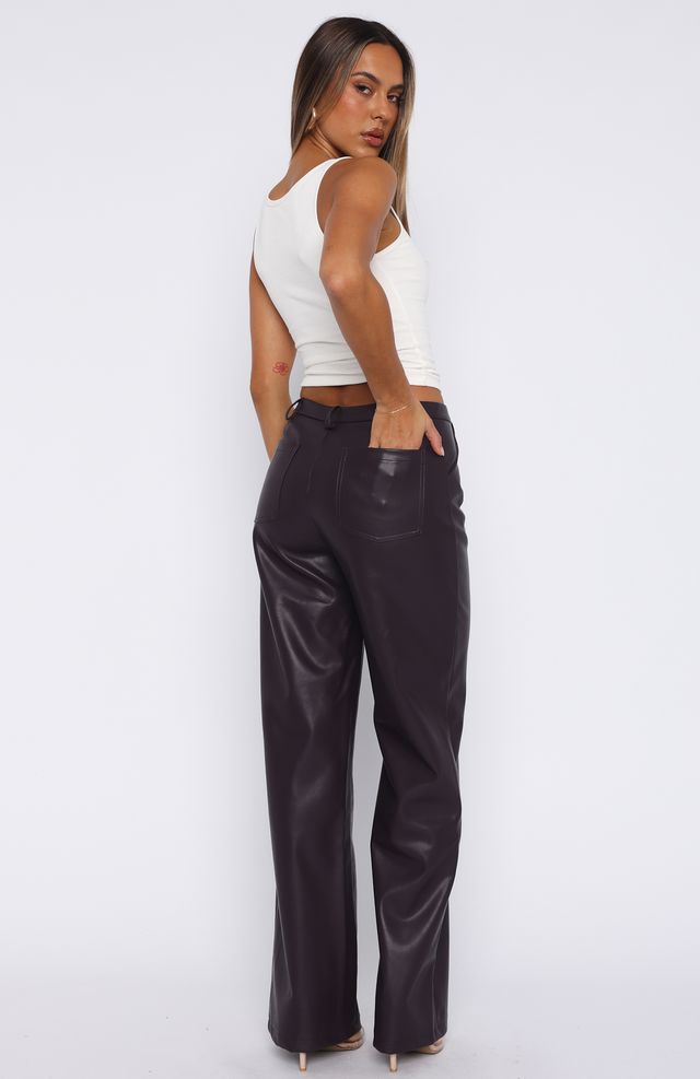 Life Affair PU Pants Deep Mauve - Image 4