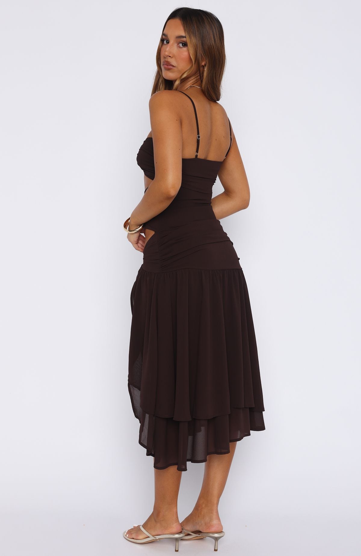 Dancing In Greece Midi Dress Chocolate - Image 5