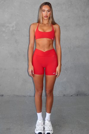 Radiate High Waisted Shorts Cherry Red