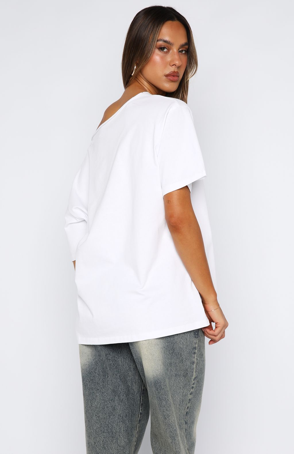 Give Me Options Off Shoulder Tee White - Image 4