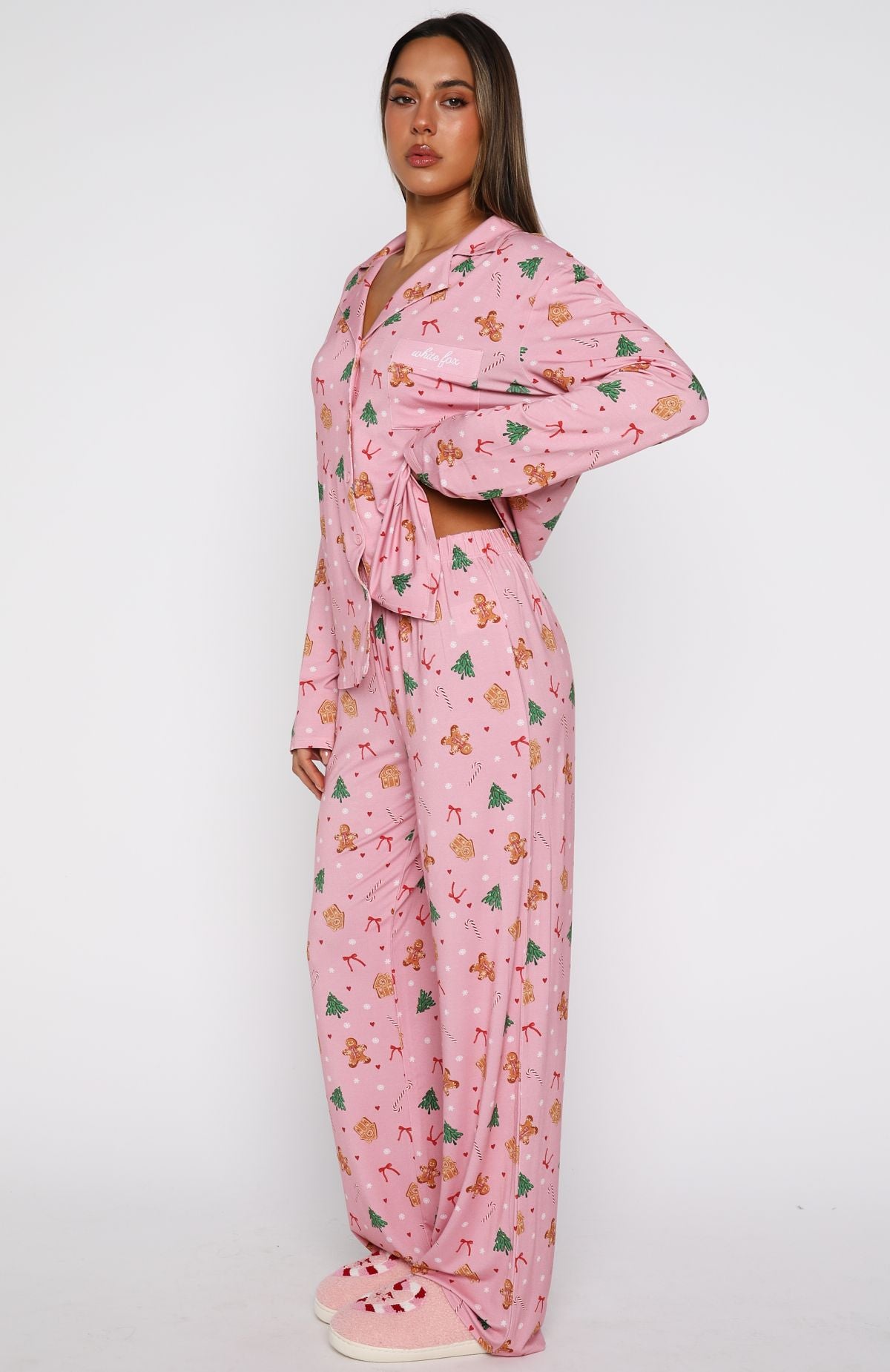 Pillow Talk Printed Long Sleeve Pyjama Set Candy Kiss - Image 3