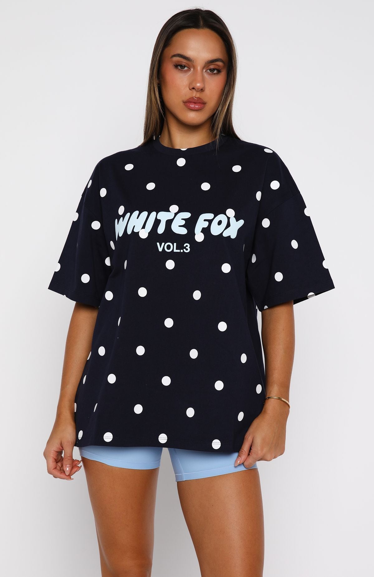Offstage Printed Oversized Tee Navy Polka Dot - Image 2