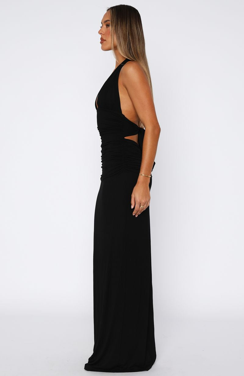 Say What You Feel Halter Maxi Dress Black - Image 3