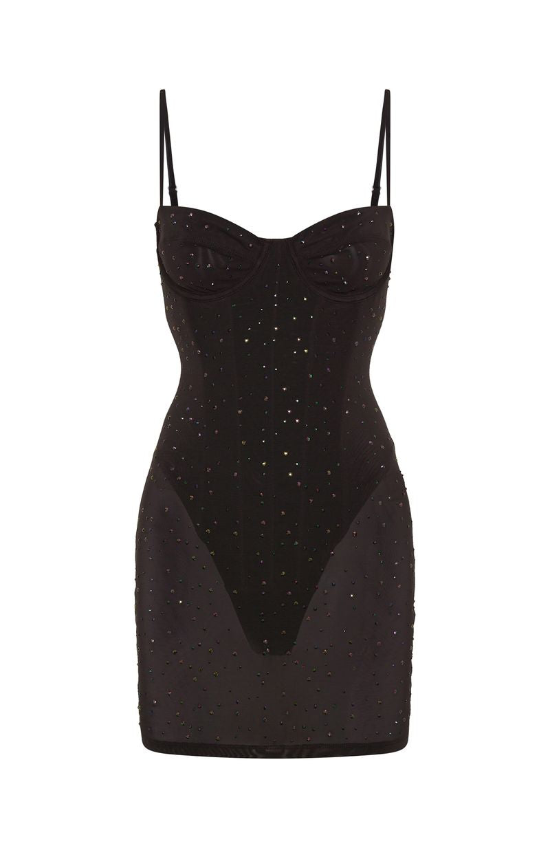 Want To Party Embellished Mini Dress Chocolate - Image 7