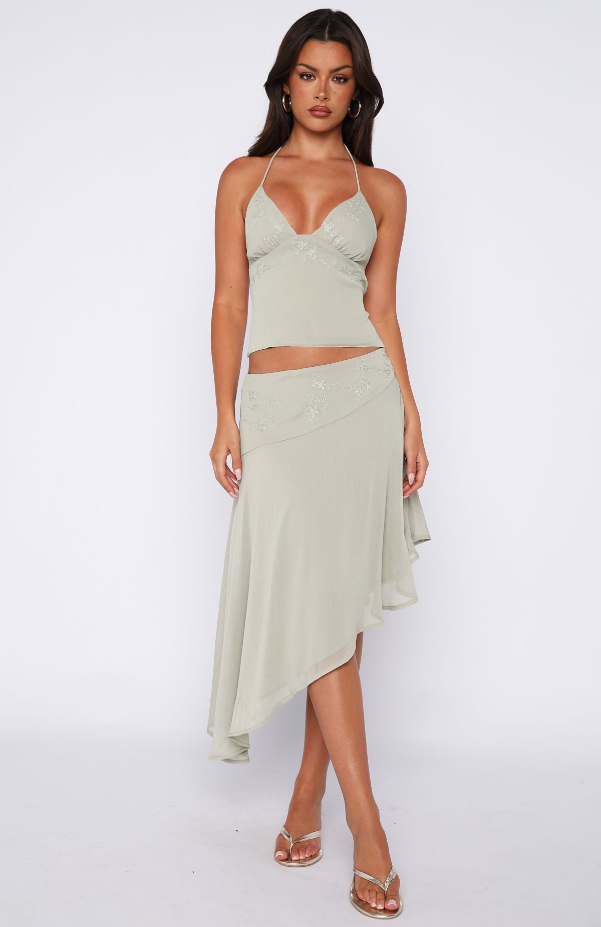 Hidden Grace Midi Skirt Sage - Image 2
