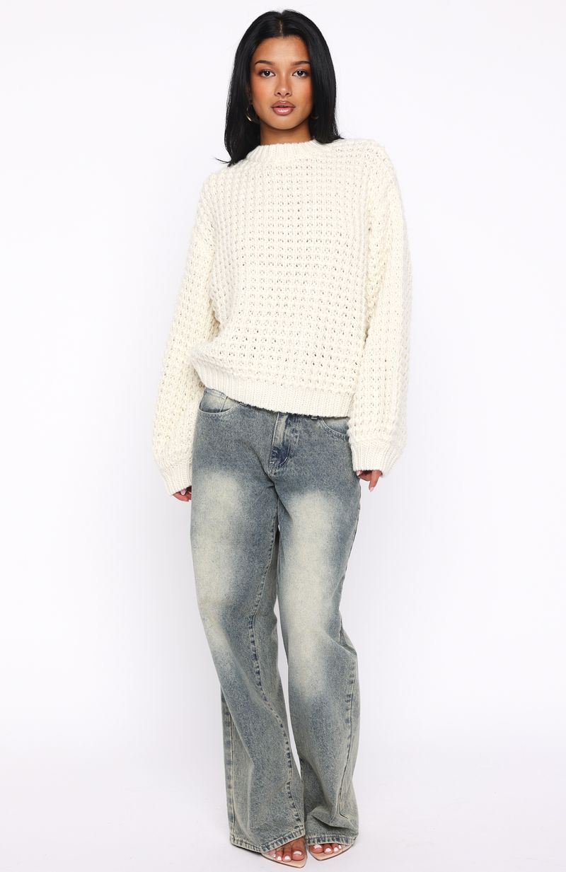 Pure Comfort Knit Sweater Cream - Image 5