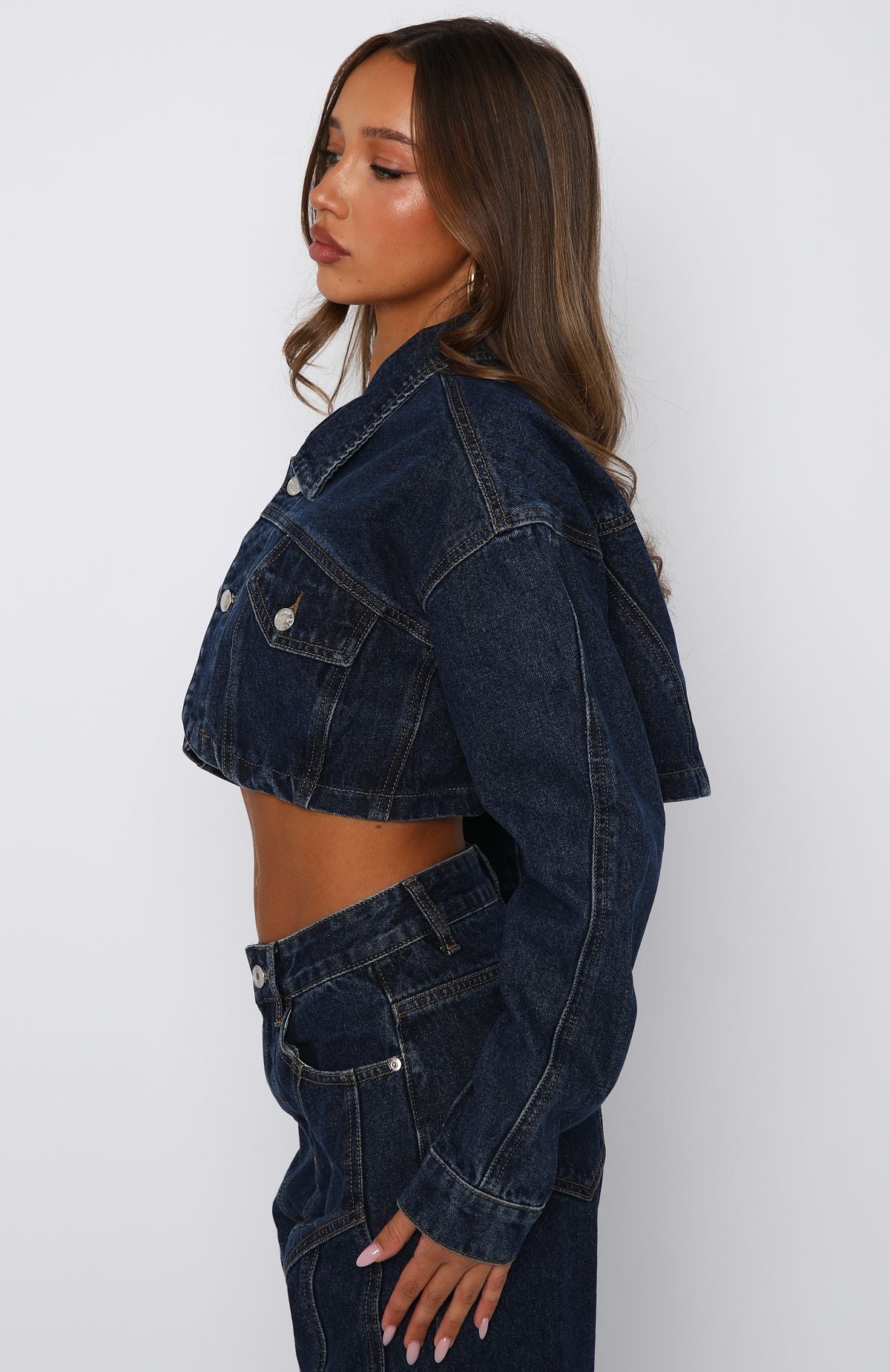 Love You Again Denim Jacket Dark Blue - Image 3