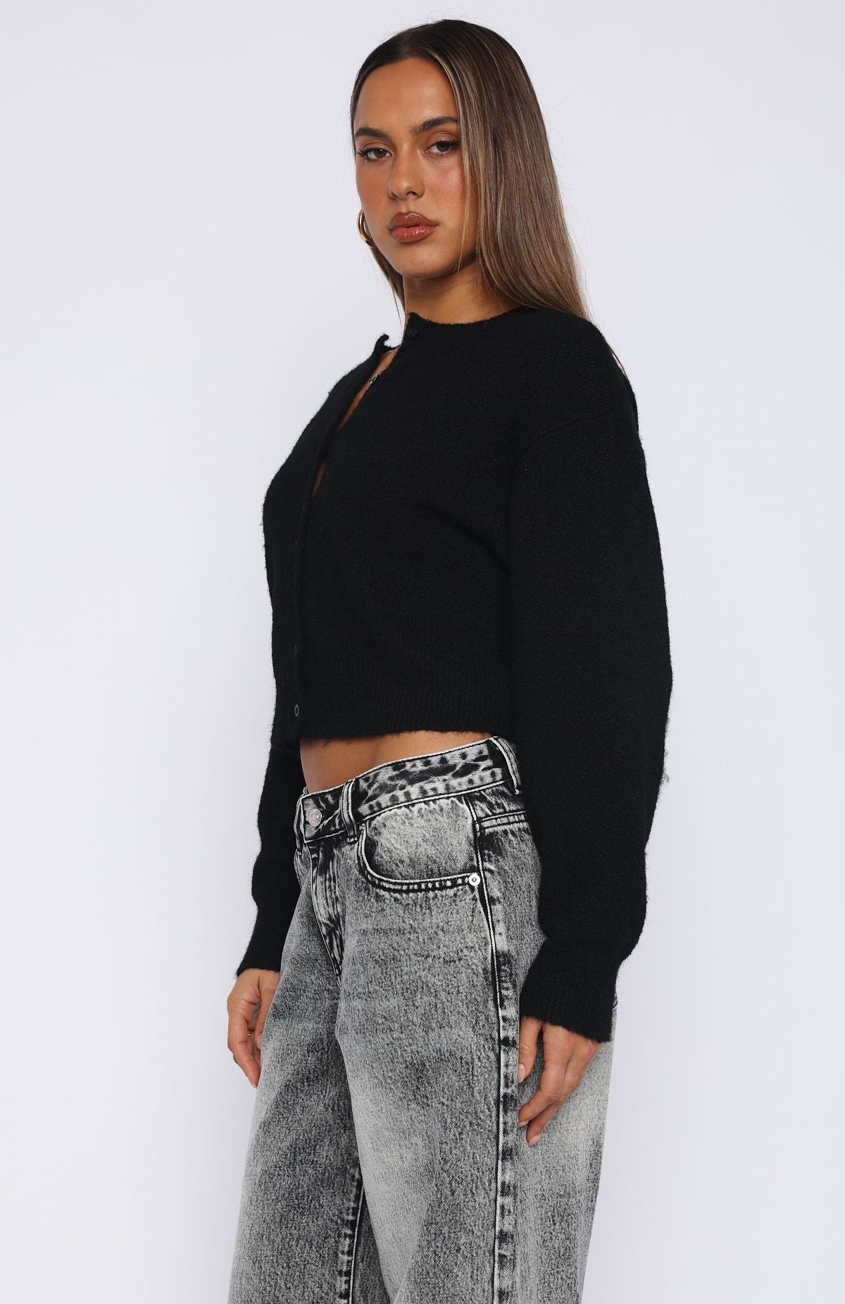 Warm Whispers Knit Cardigan Black - Image 3