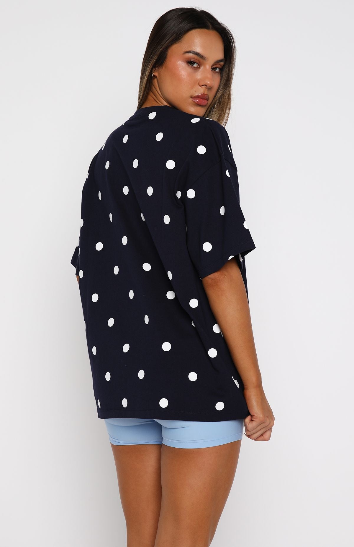 Offstage Printed Oversized Tee Navy Polka Dot - Image 4