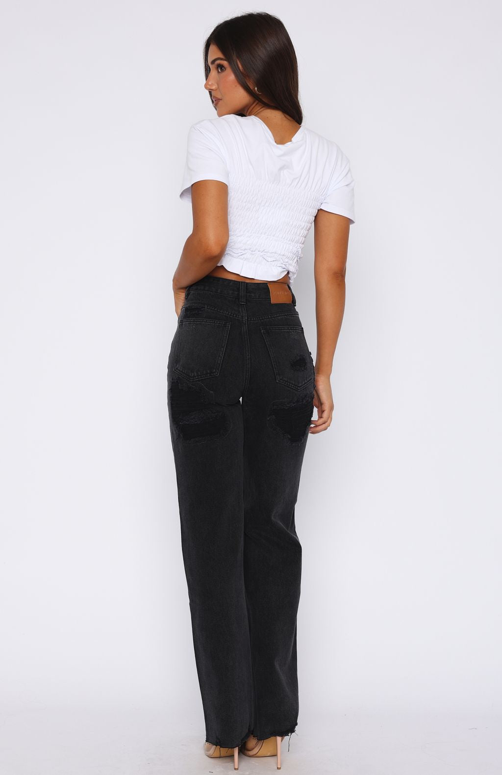 Alana High Waisted Straight Leg Jeans Black Acid - Image 4