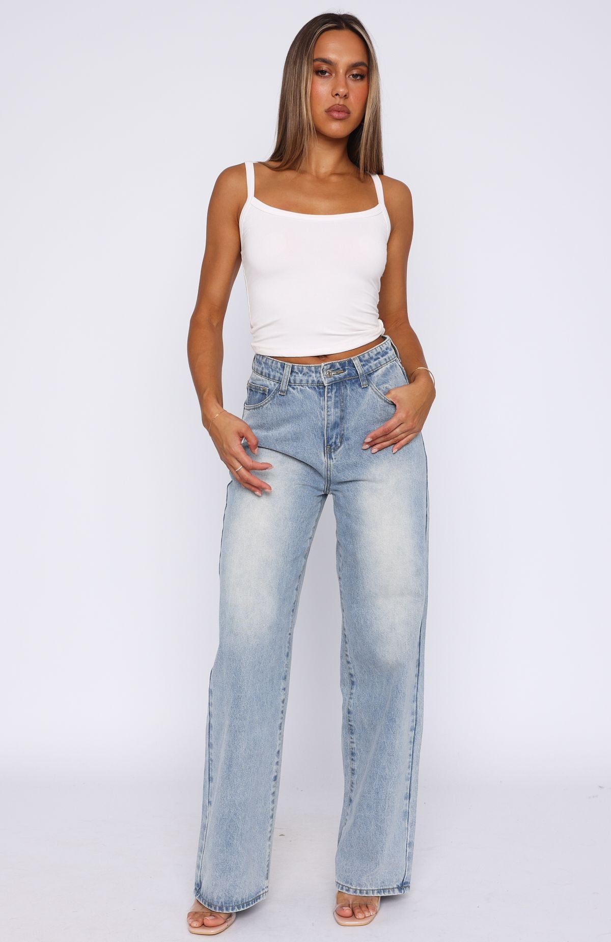 Bring The Style High Rise Wide Leg Jeans Light Blue - Image 2
