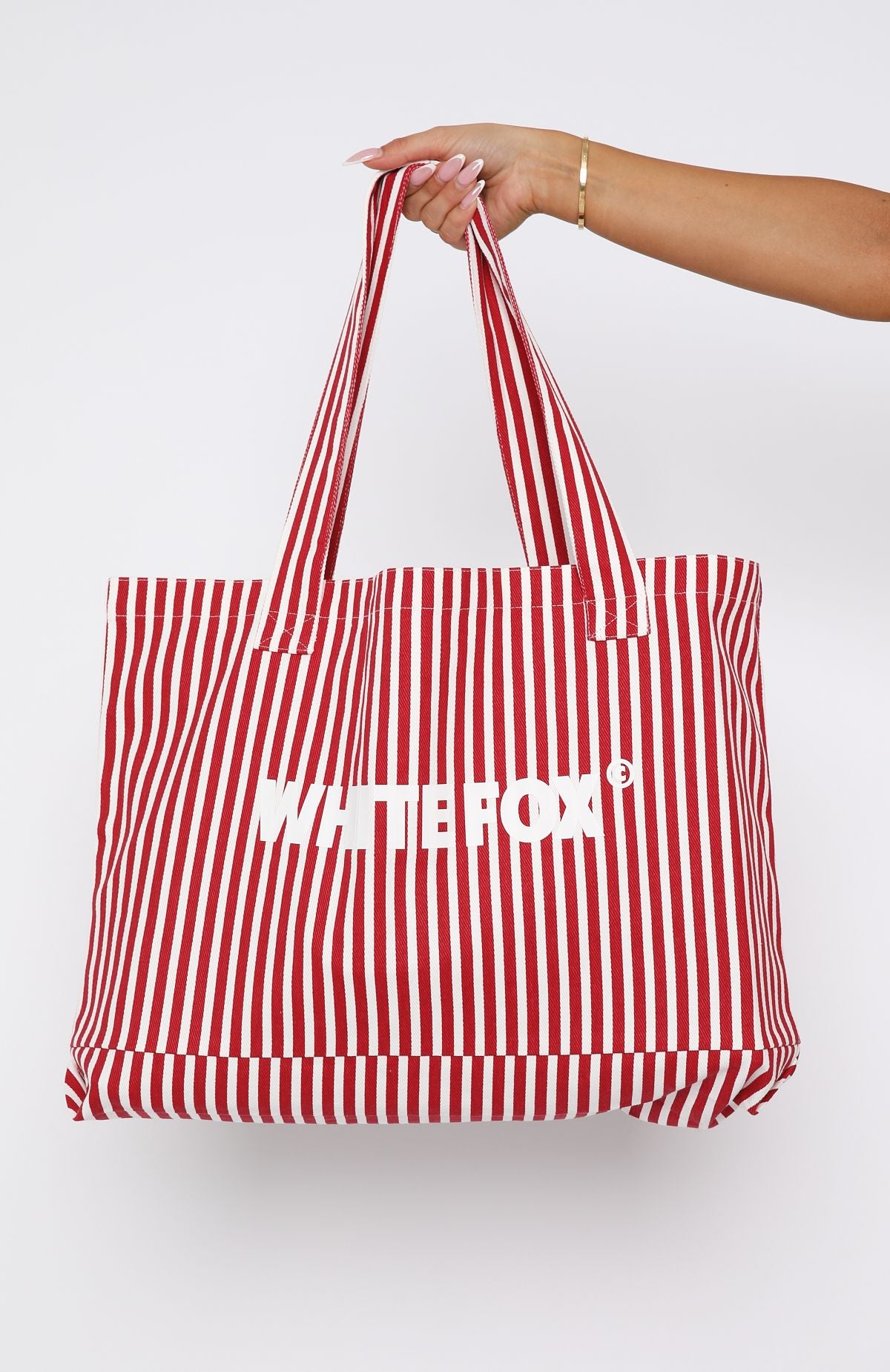Straight Lines Tote Bag Red Stripe - Image 2