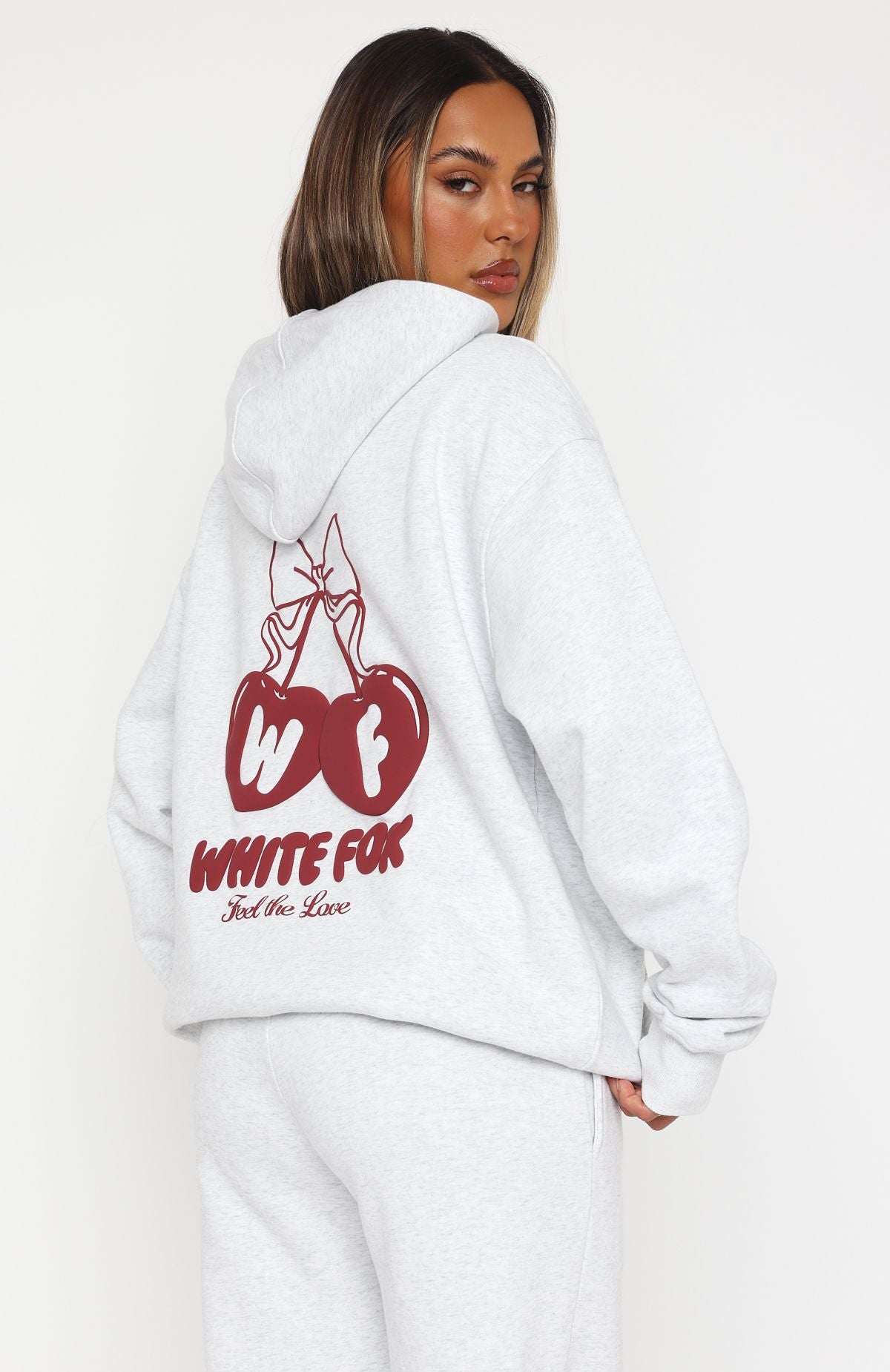 Feel The Love Oversized Hoodie Grey Marle - Image 4