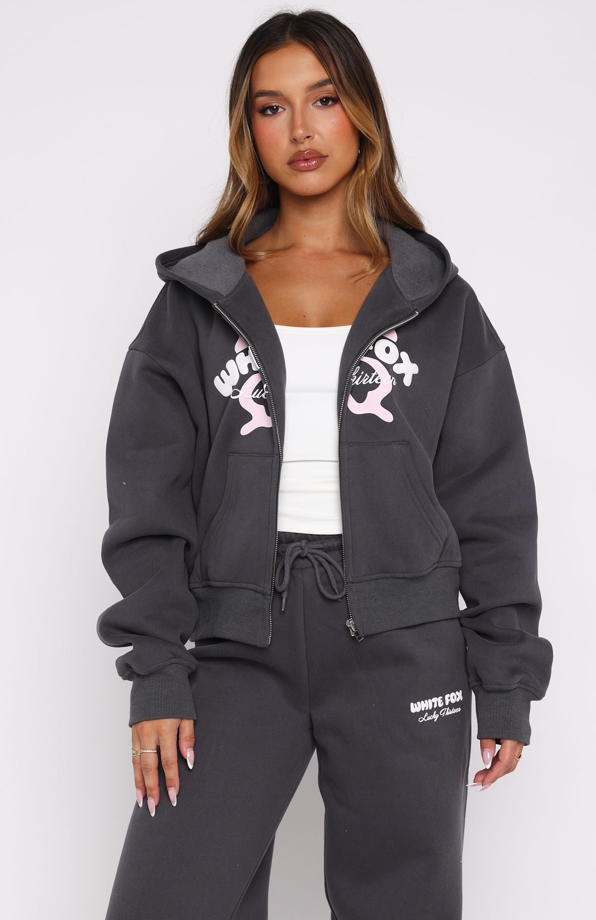 Lucky Thirteen Audrina Boxy Zip Front Hoodie Volcanic - Image 5