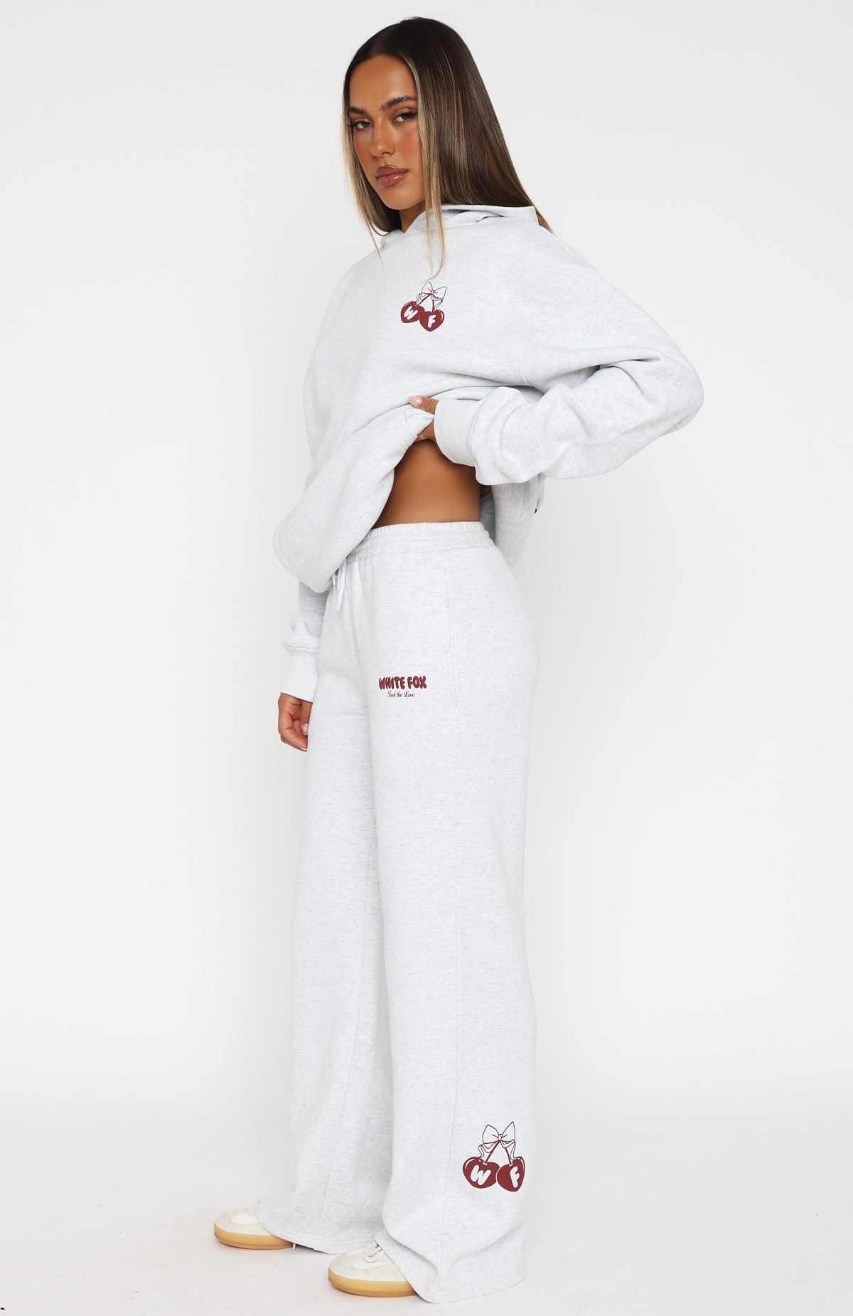 Feel The Love Wide Leg Sweatpants Grey Marle - Image 3