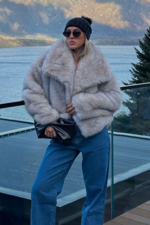Dirty Martini Faux Fur Jacket Smokey Taupe