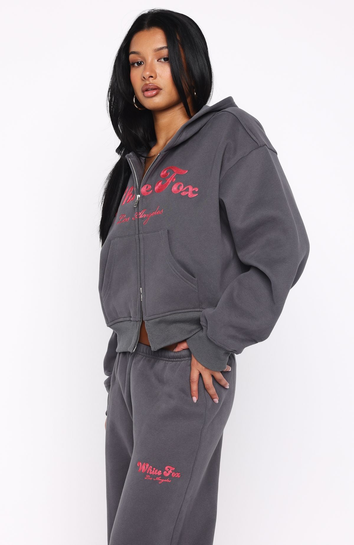 Through Thick And Thin Boxy Zip Front Hoodie Volcanic - Image 3