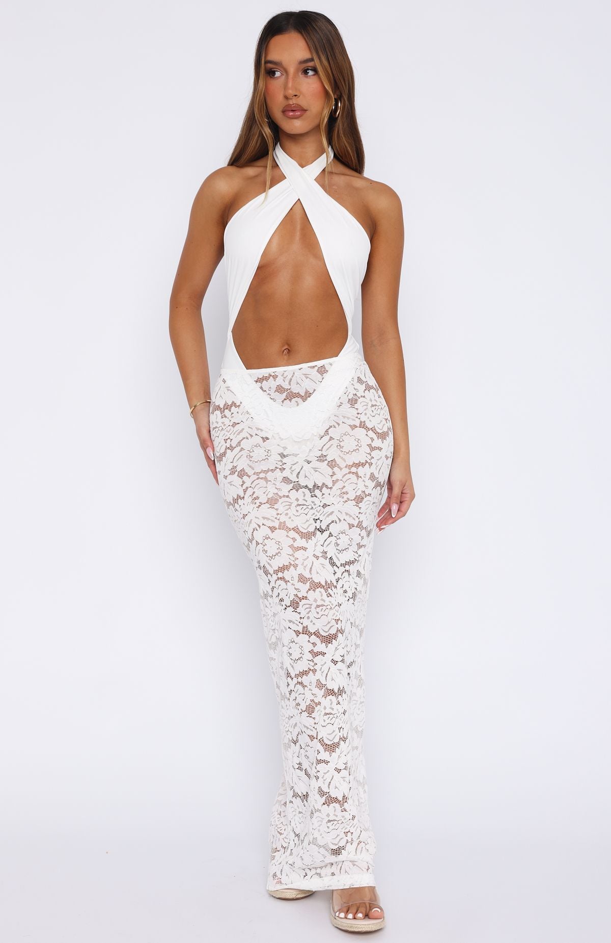 Take Time Lace Maxi Skirt White - Image 2