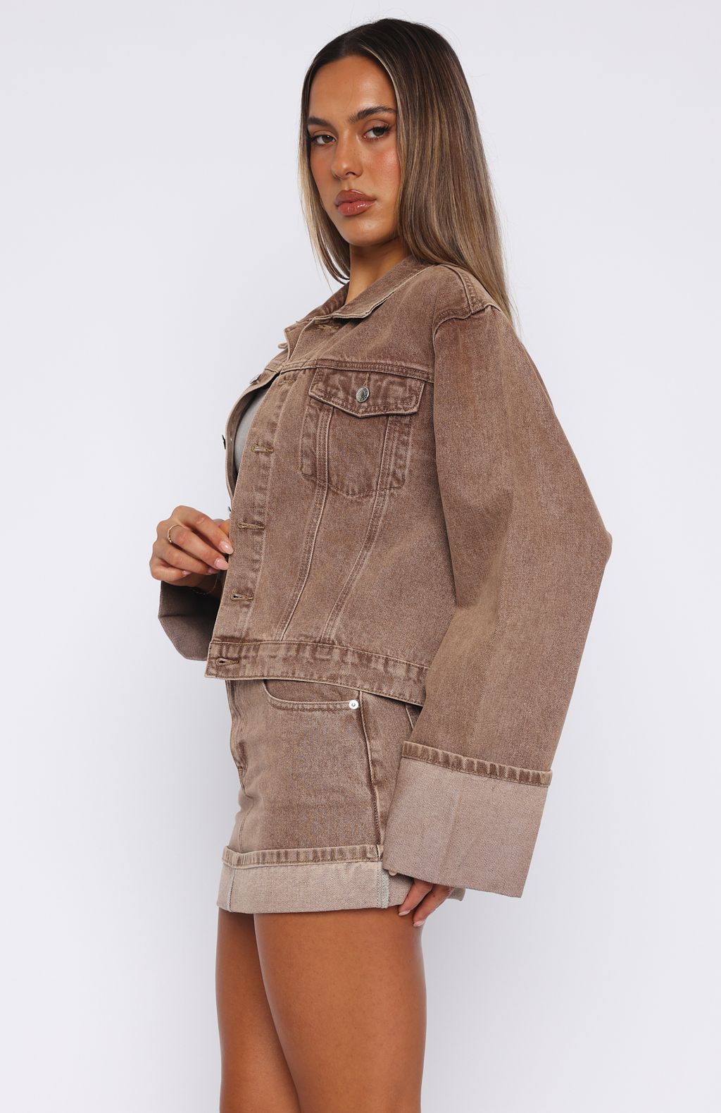 Charlotte Denim Jacket Tan Wash - Image 3