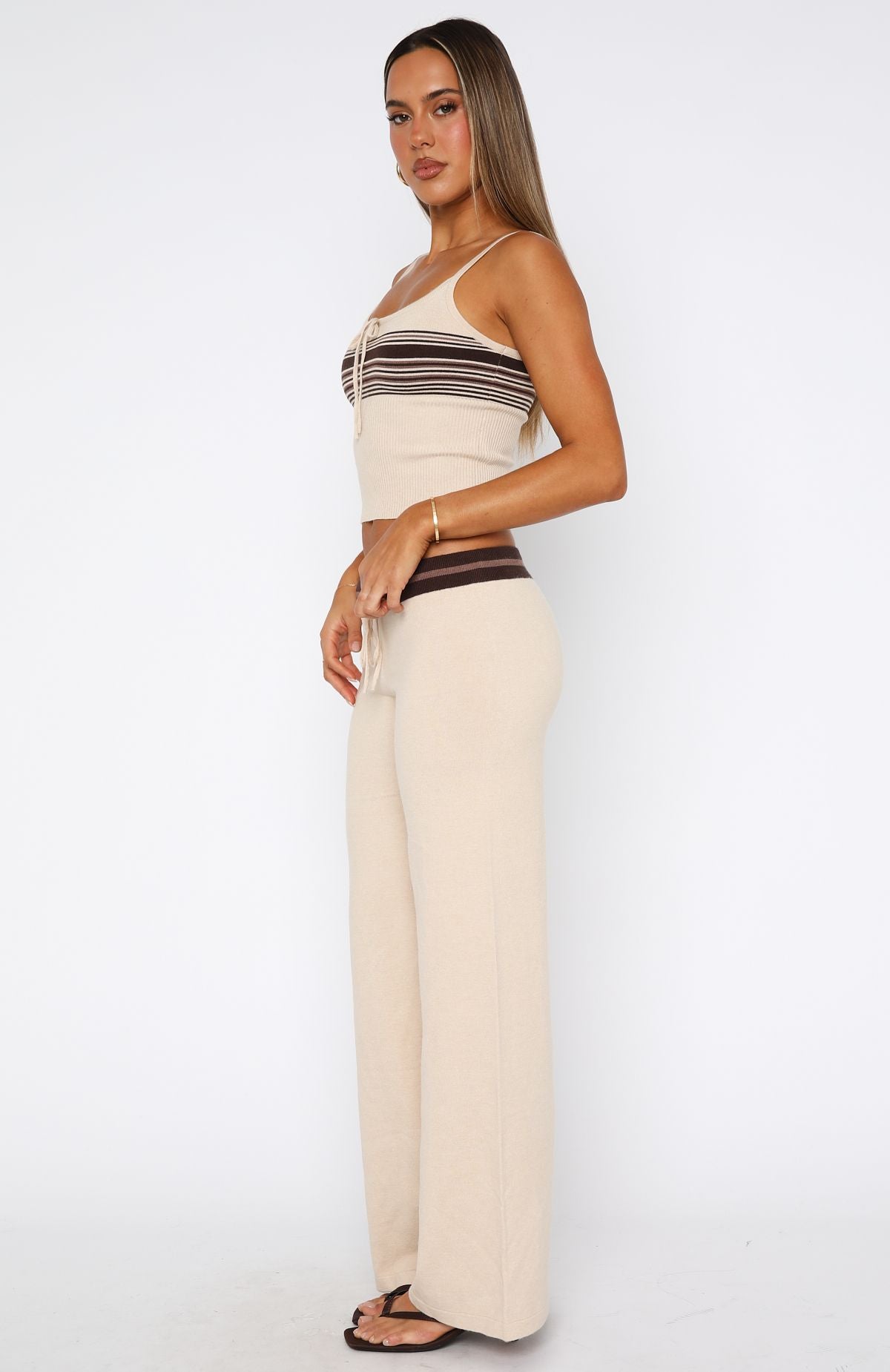 Keep Driving Knit Pants Chocolate Stripe - Image 3