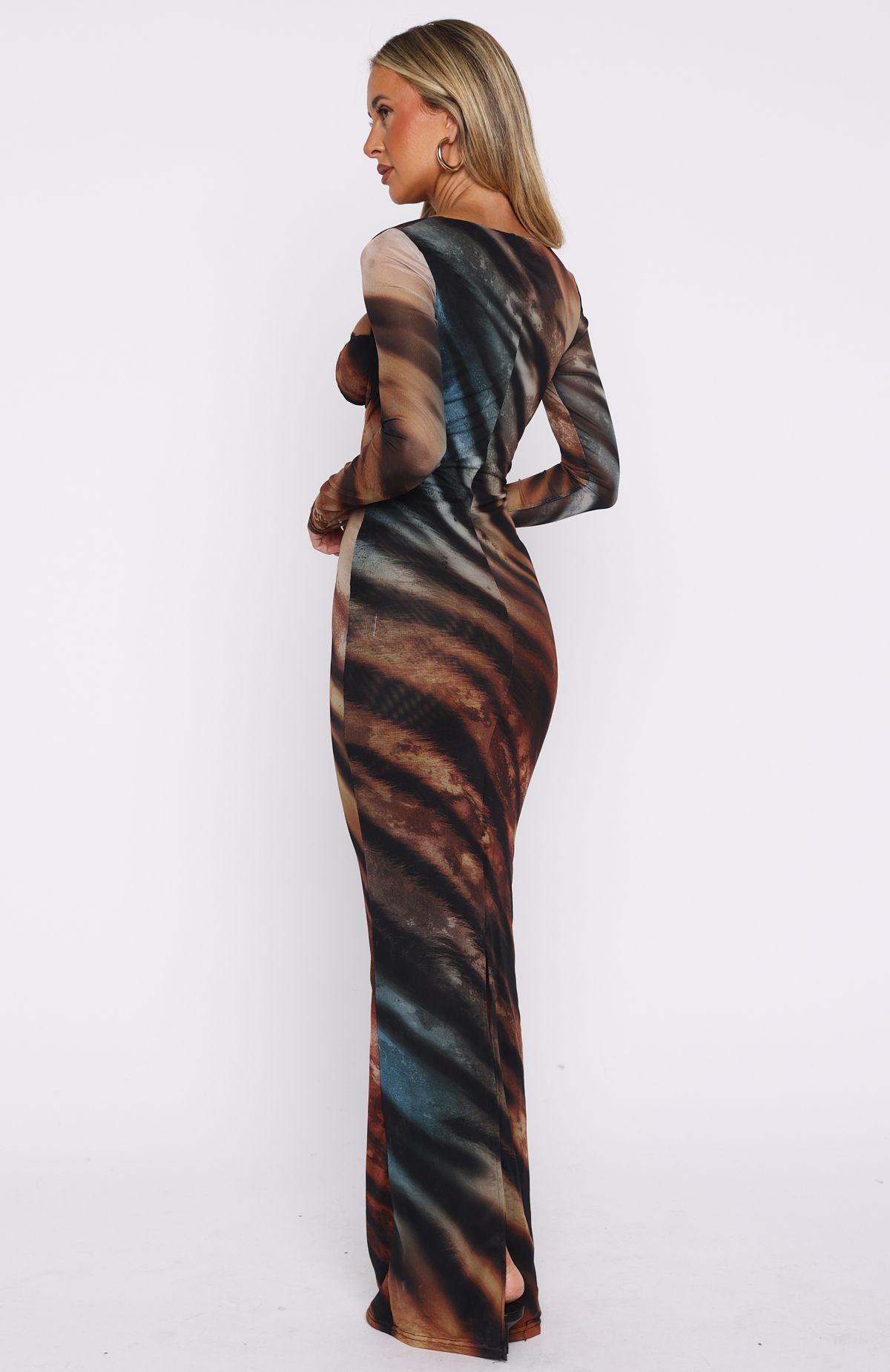 Let Me Think Long Sleeve Maxi Dress Opal Surge - Image 4