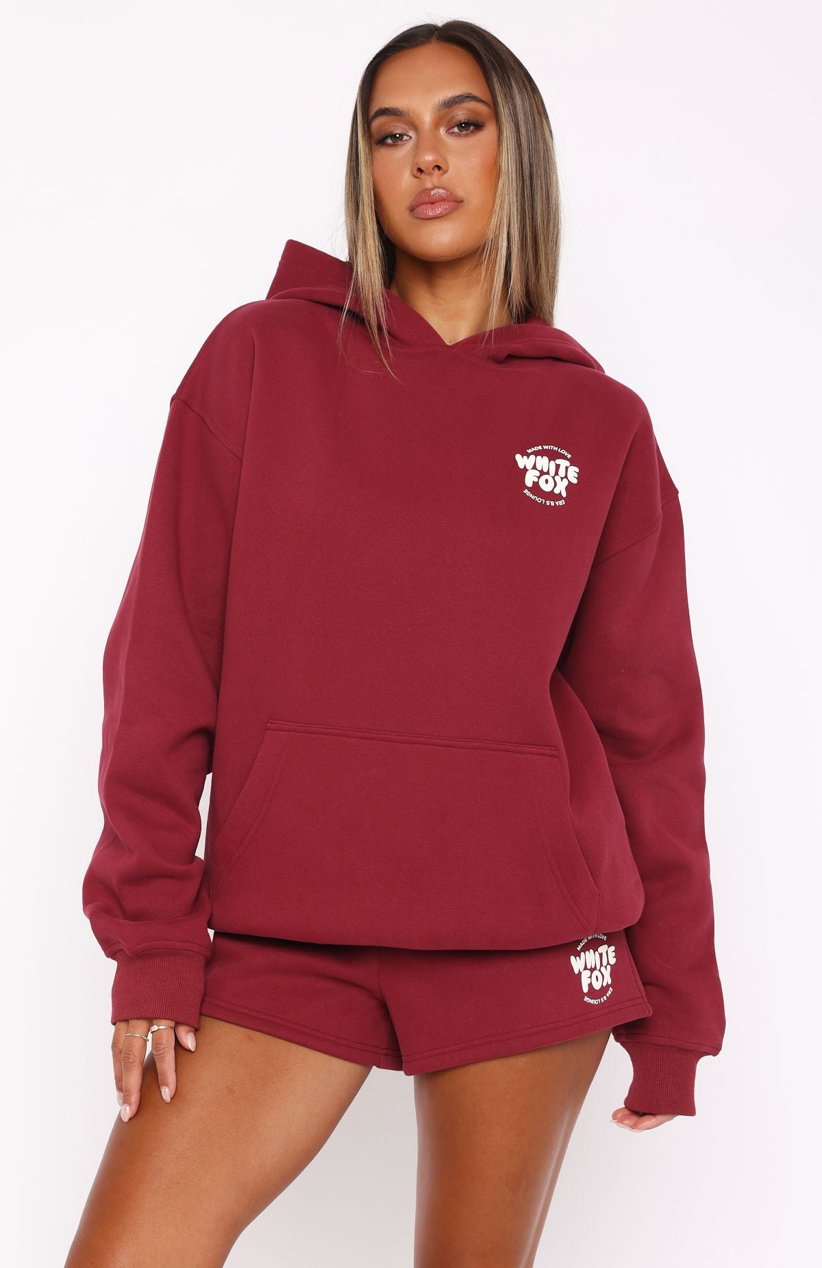 With Love For You Oversized Hoodie Burgundy - Image 2