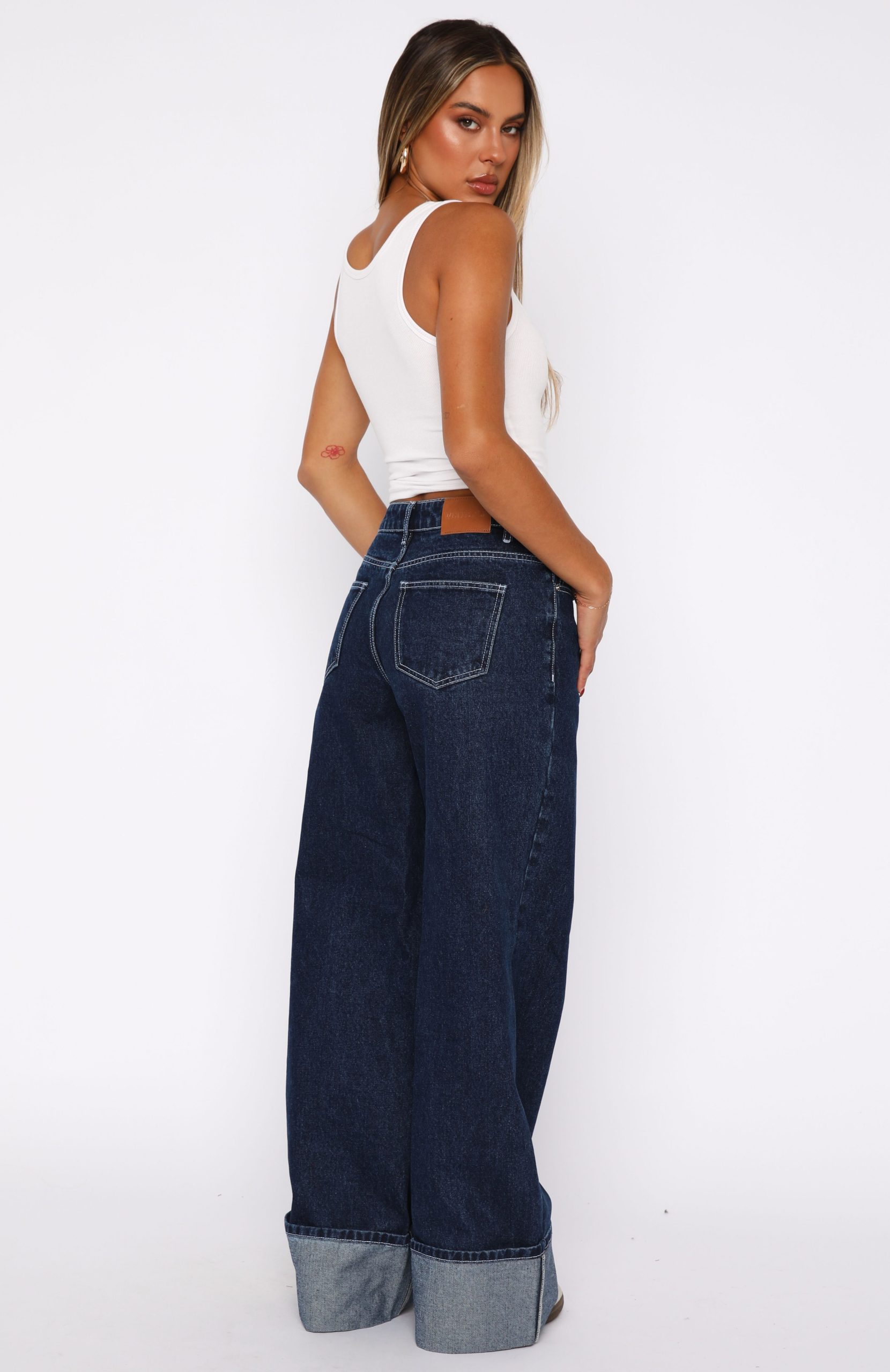 Charlotte Mid Rise Wide Leg Jeans Dark Indigo - Image 4