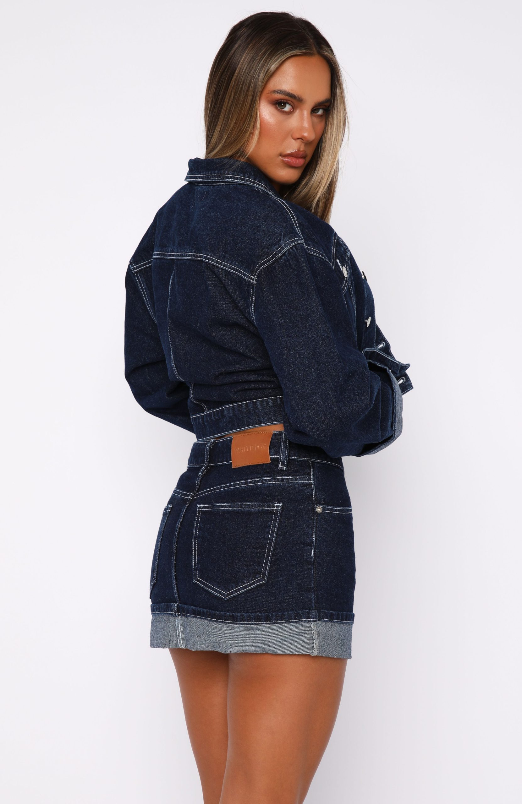 Charlotte Denim Mini Skirt Dark Indigo - Image 4