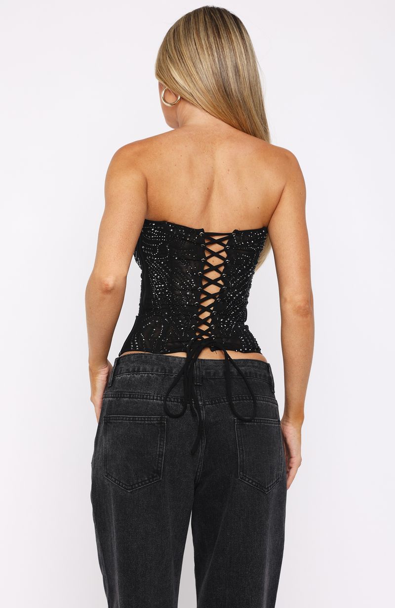 Night Bloom Embellished Bustier Black - Image 4