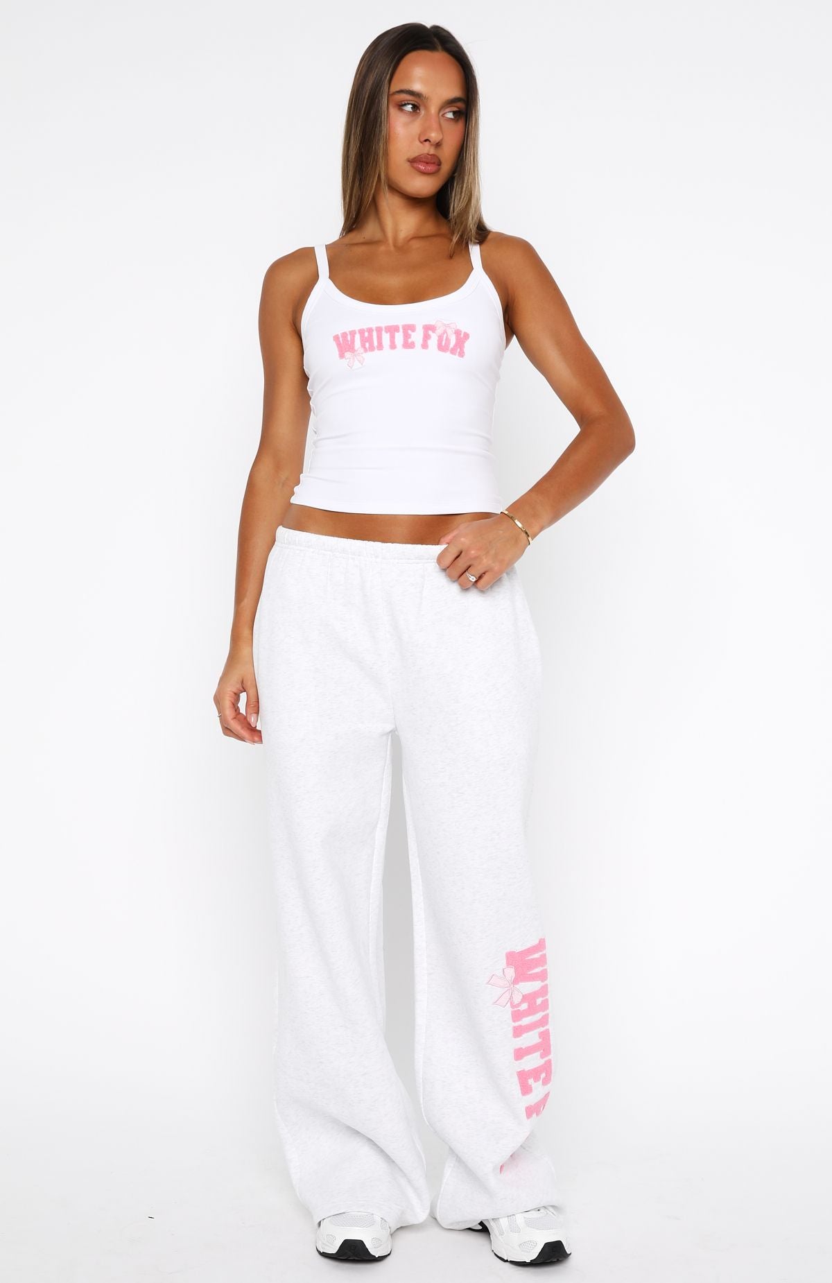 Daydreamers Madeline Wide Leg Sweatpants Grey Marle - Image 5