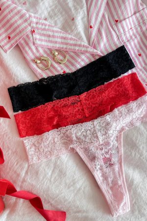 Heart Strings Underwear Set Red/Pink/Black