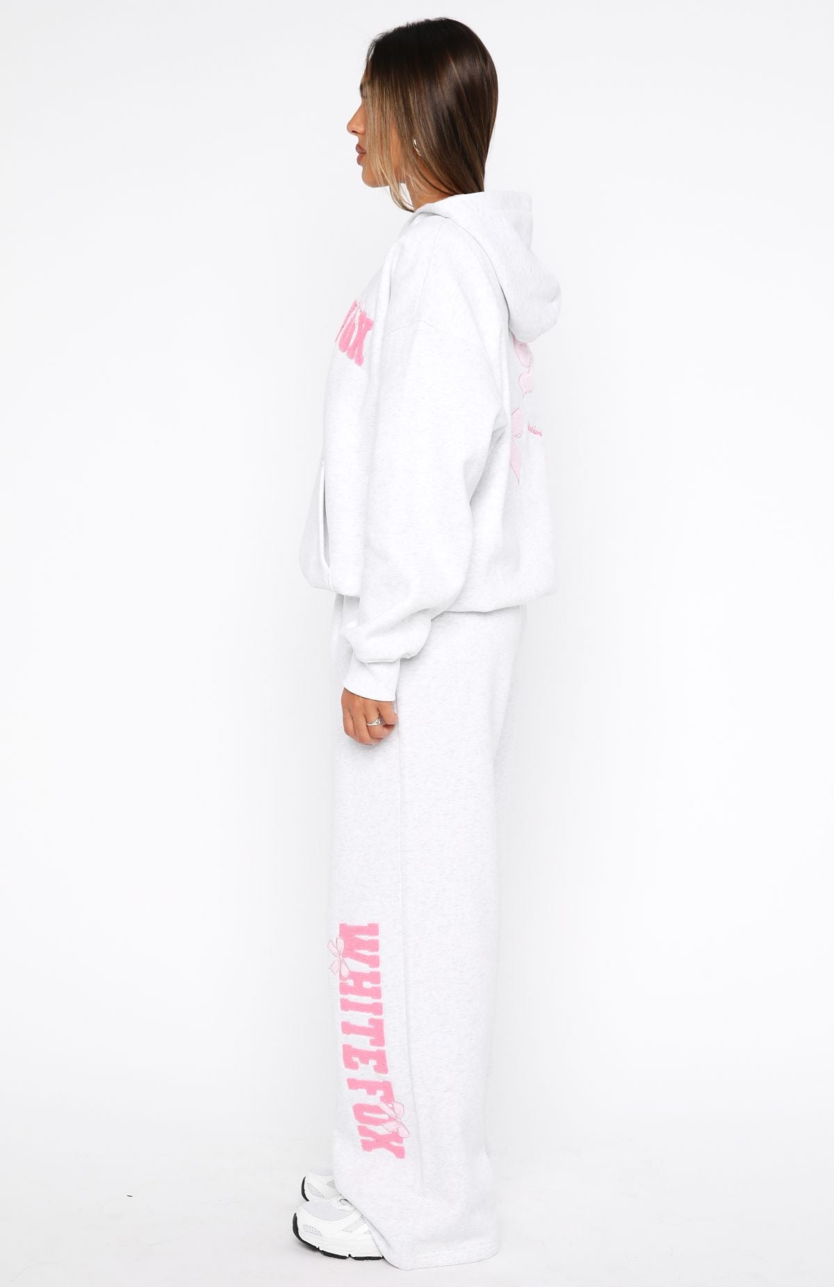 Daydreamers Madeline Wide Leg Sweatpants Grey Marle - Image 3