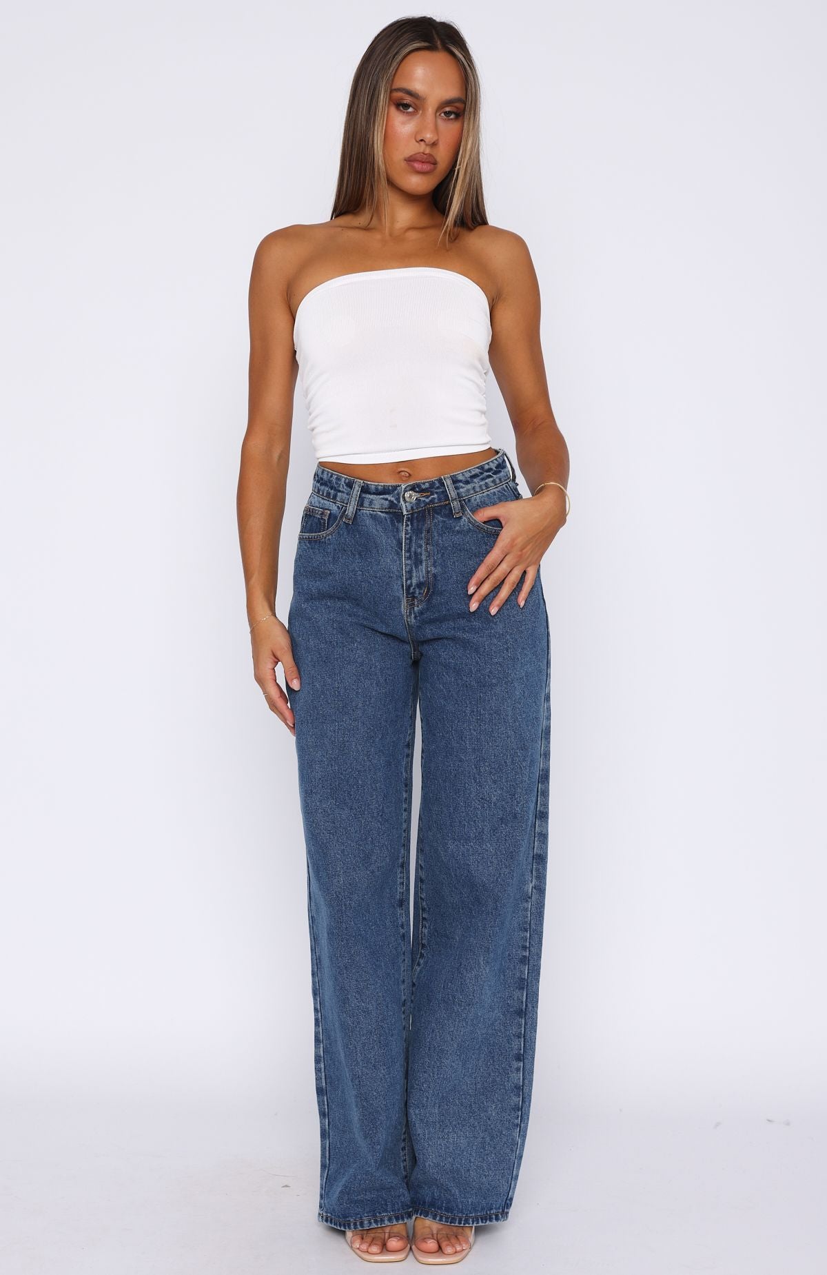Bring The Style High Rise Wide Leg Jeans Admiral Blue - Image 2