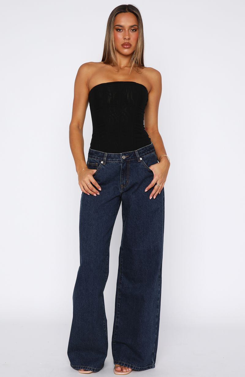 Maeve Low Rise Wide Leg Jeans Dark Blue - Image 2