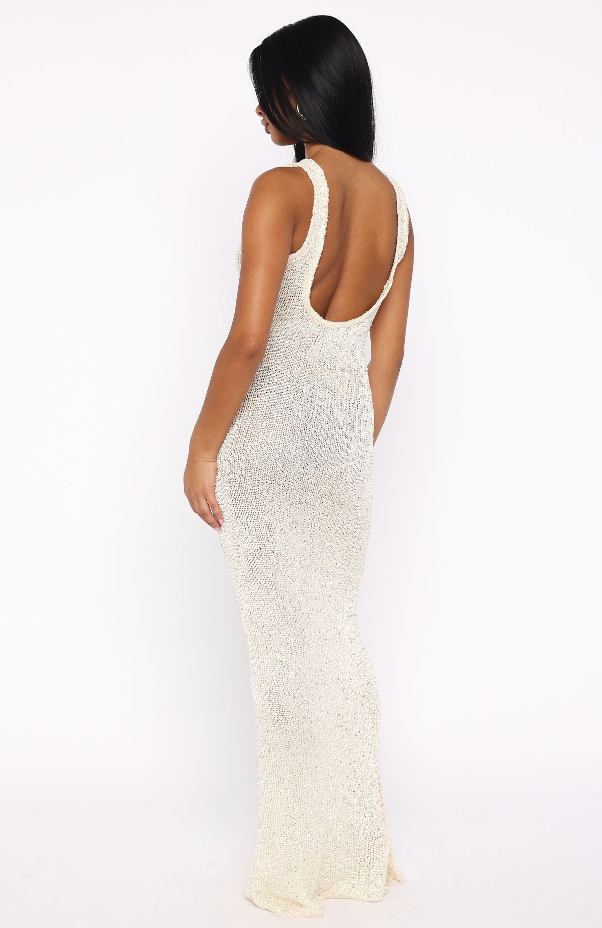 Trying To Forget Me Knit Maxi Dress Cream - Image 5