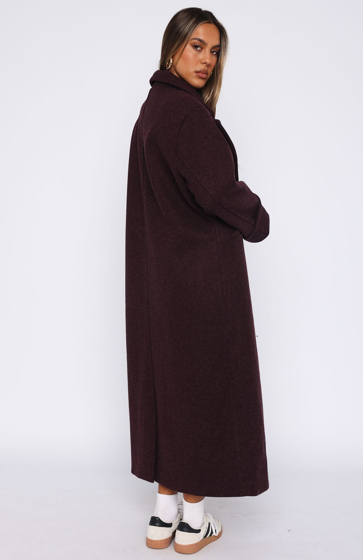 Winter Holiday Oversized Coat Burgundy - Image 4