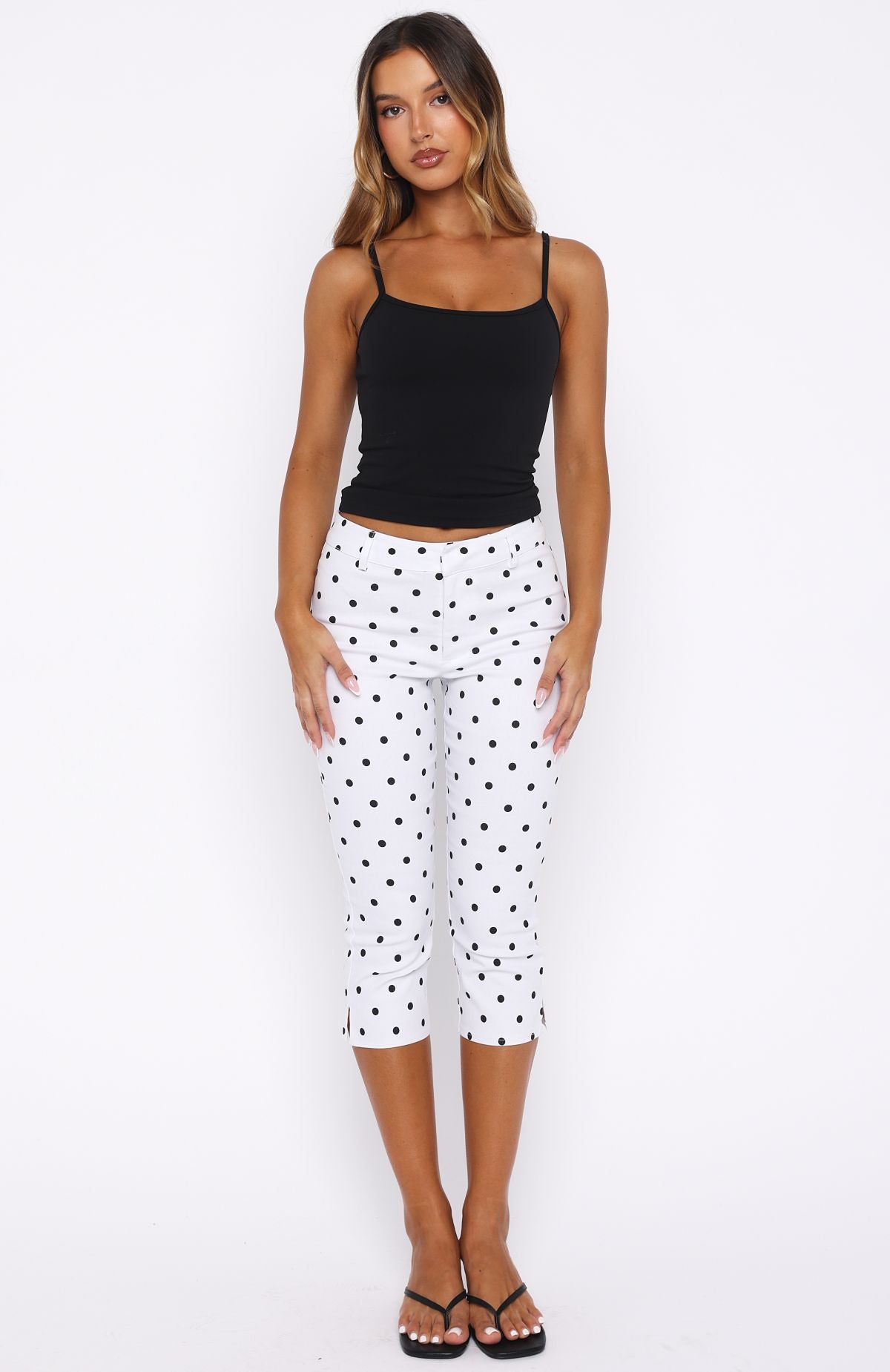 Day For It Capri Pants White/Black Polka Dot - Image 2