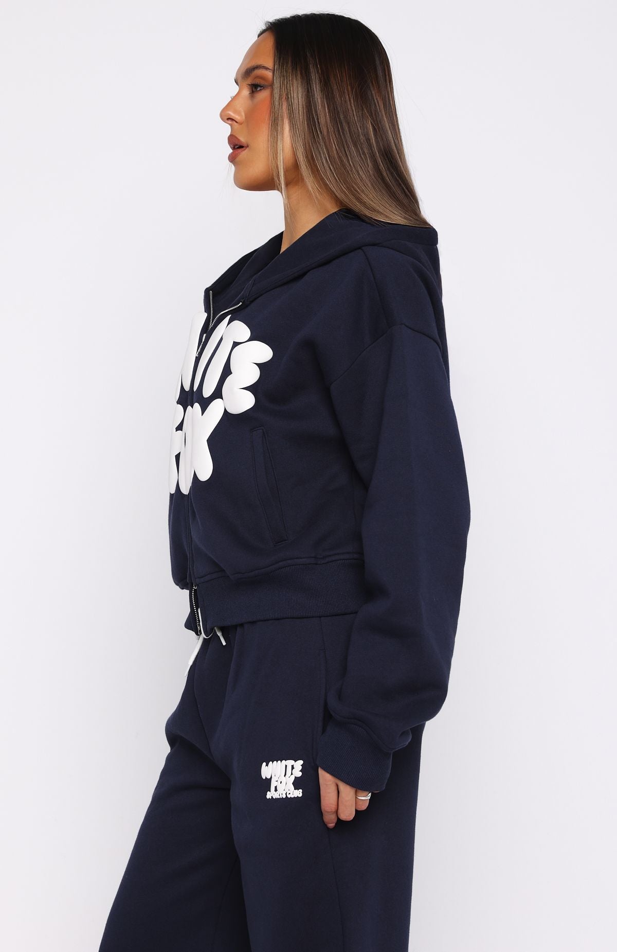 Club 14 Allie Boxy Zip Front Hoodie Navy - Image 5