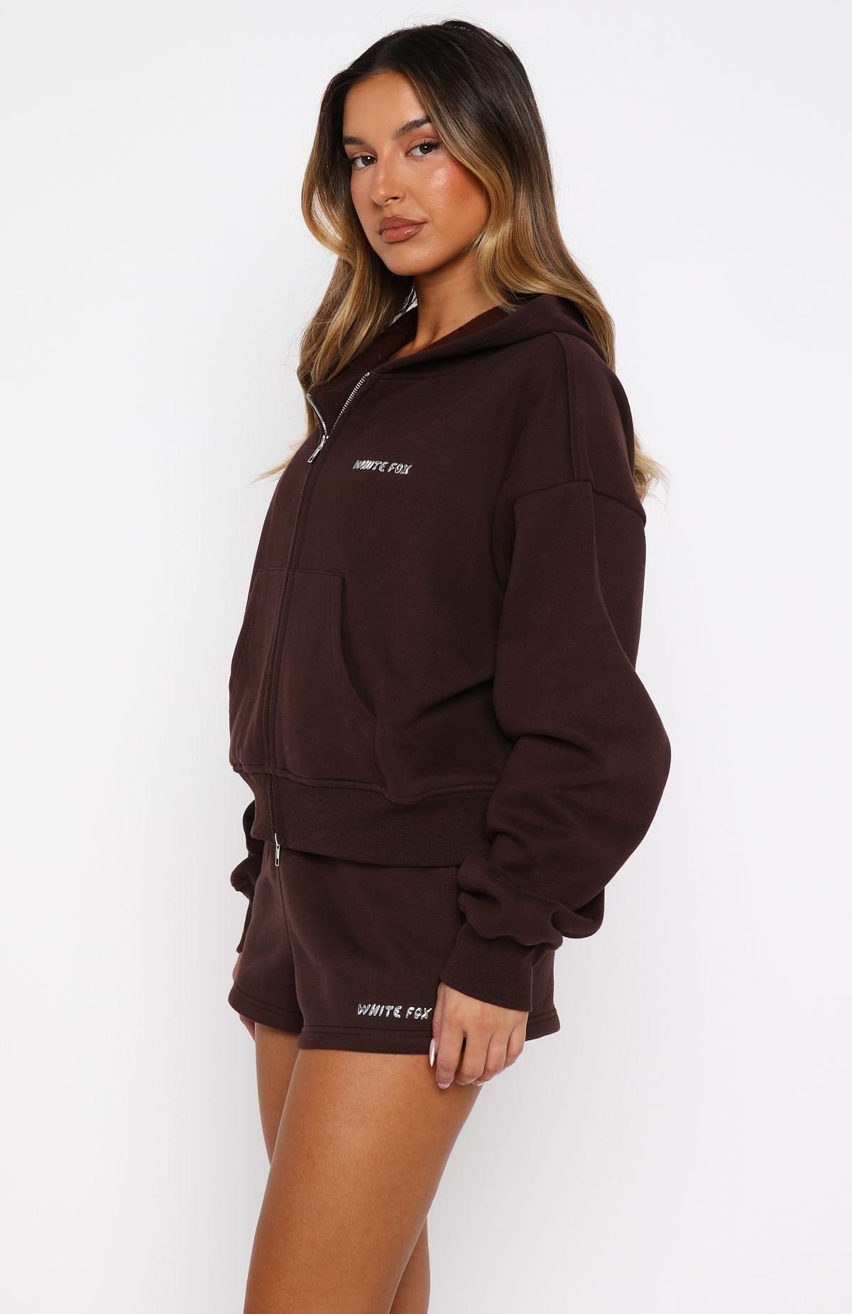 Test Drive Boxy Zip Front Hoodie Chocolate - Image 3