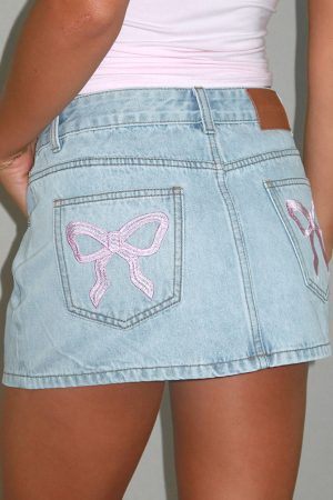 About A Girl Denim Mini Skirt Mid Blue