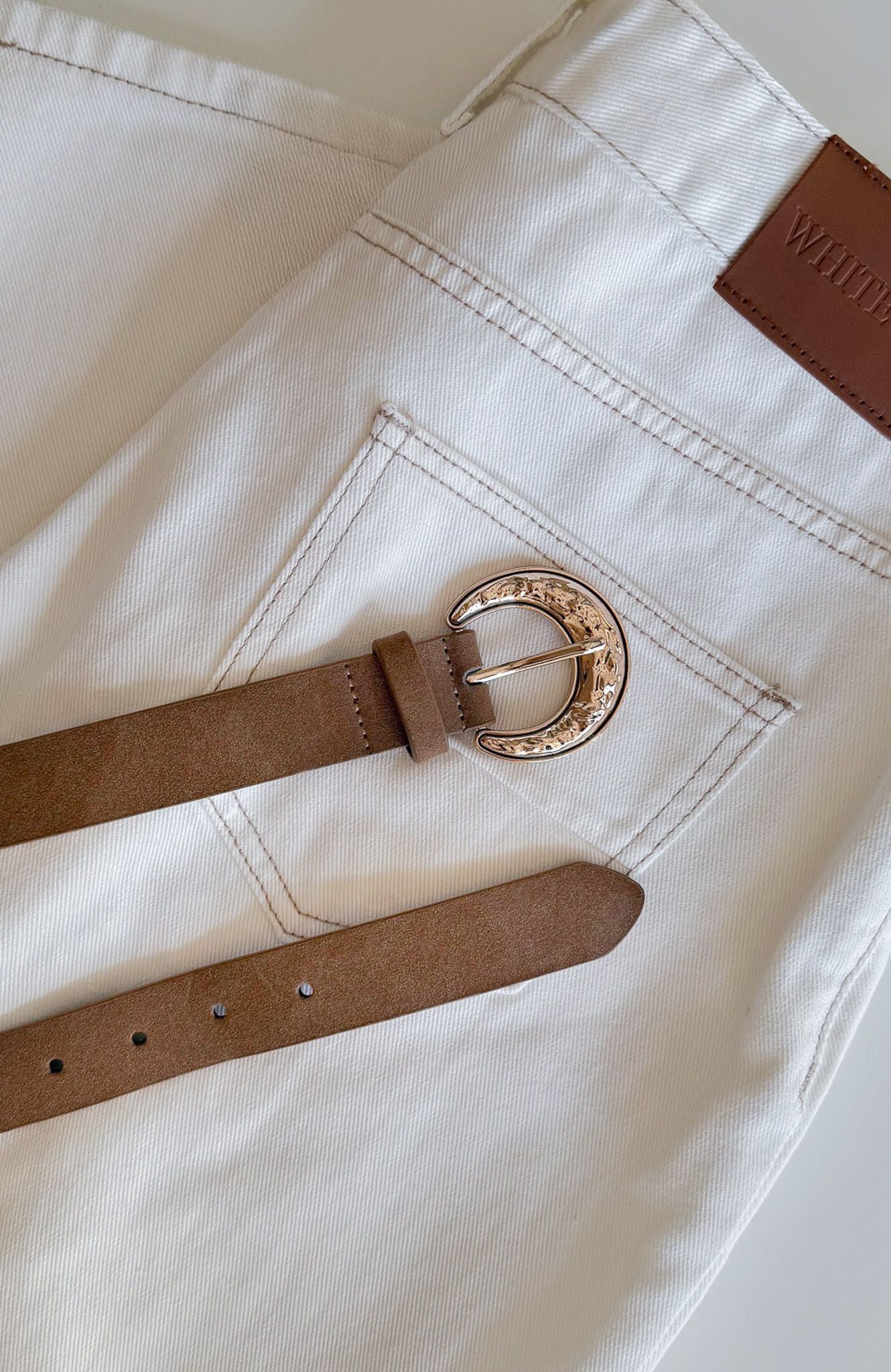 Elanor Belt Tan Faux Suede/Gold - Image 4