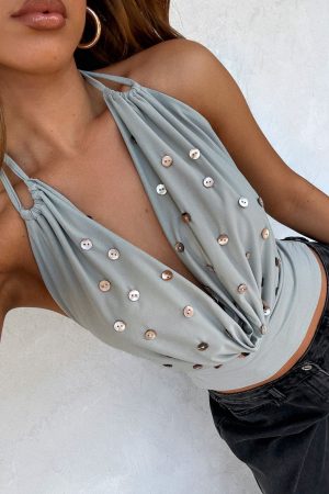 Not Alike Halter Top Slate