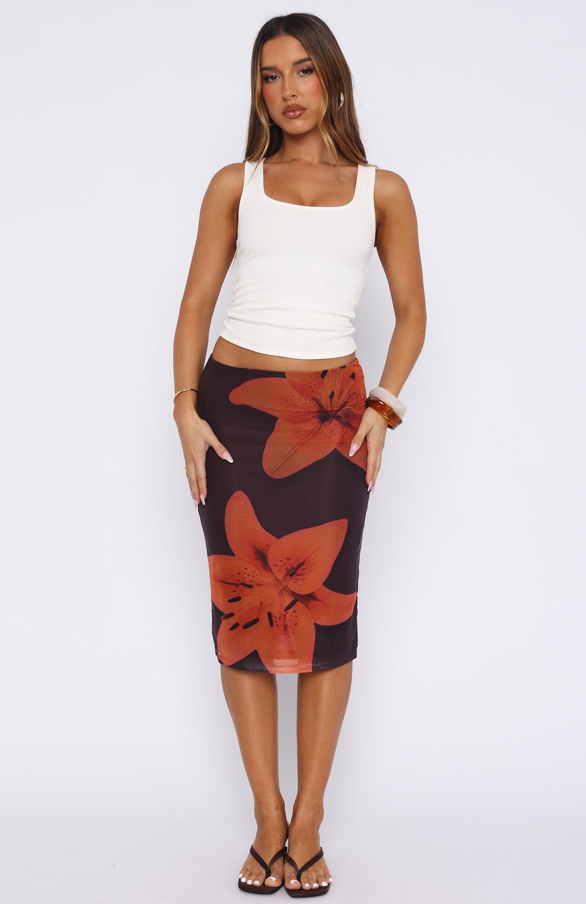Viva La Vida Midi Skirt Tangerine Twist - Image 2