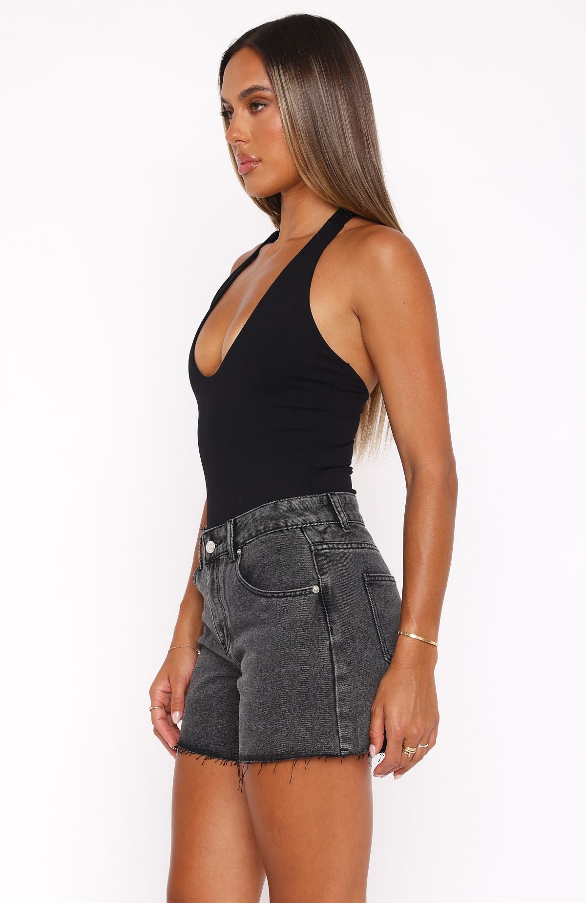 Want To Be Me Halter Bodysuit Black - Image 5