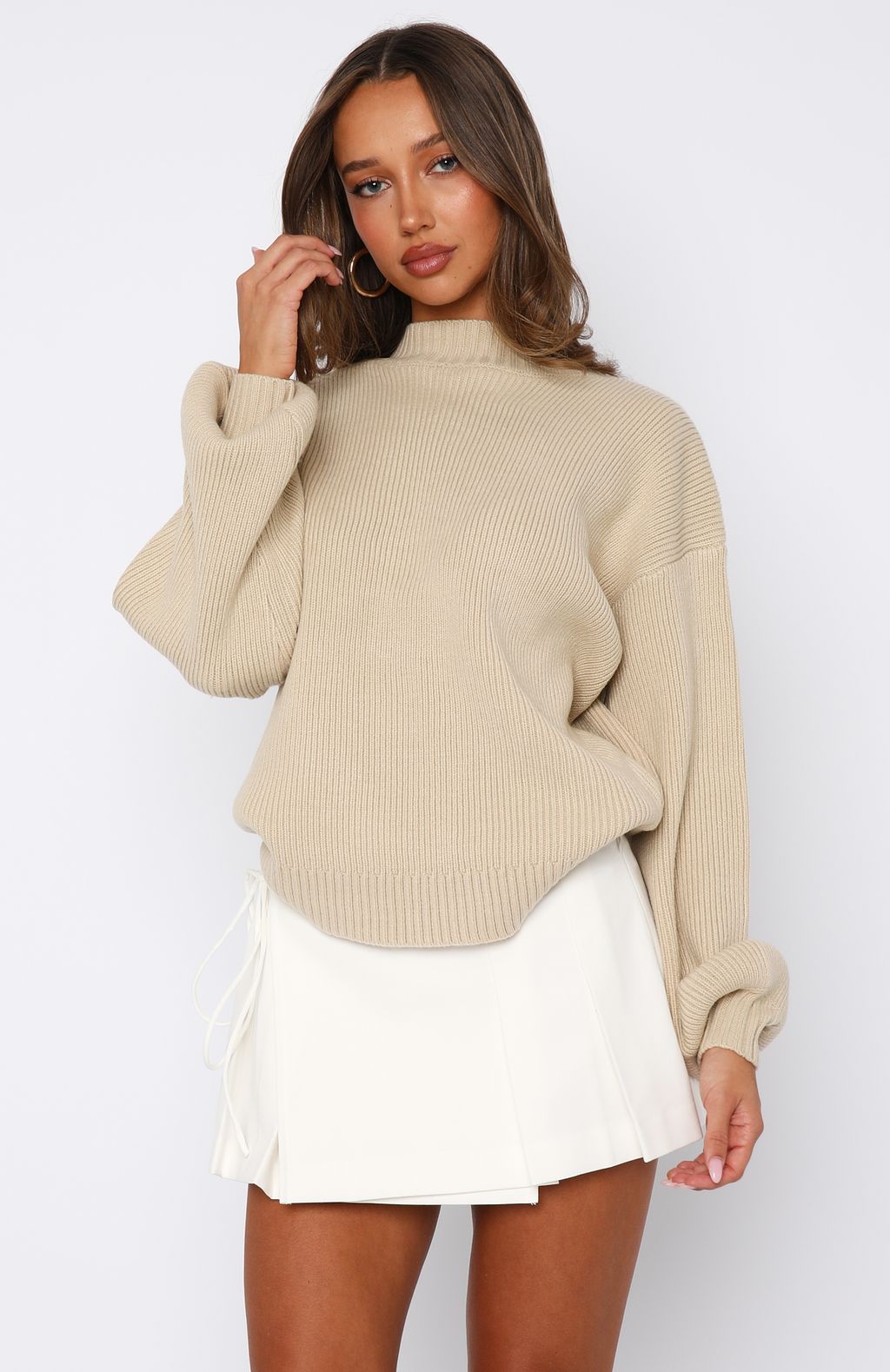 Keep It Classic Knit Sweater Beige - Image 2