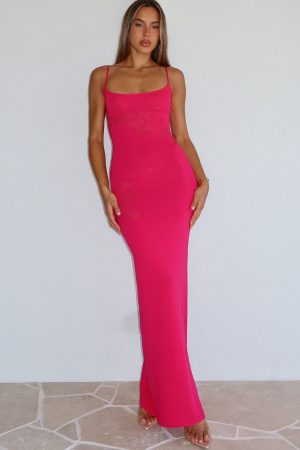 Deep Love Knit Maxi Dress Fuschia