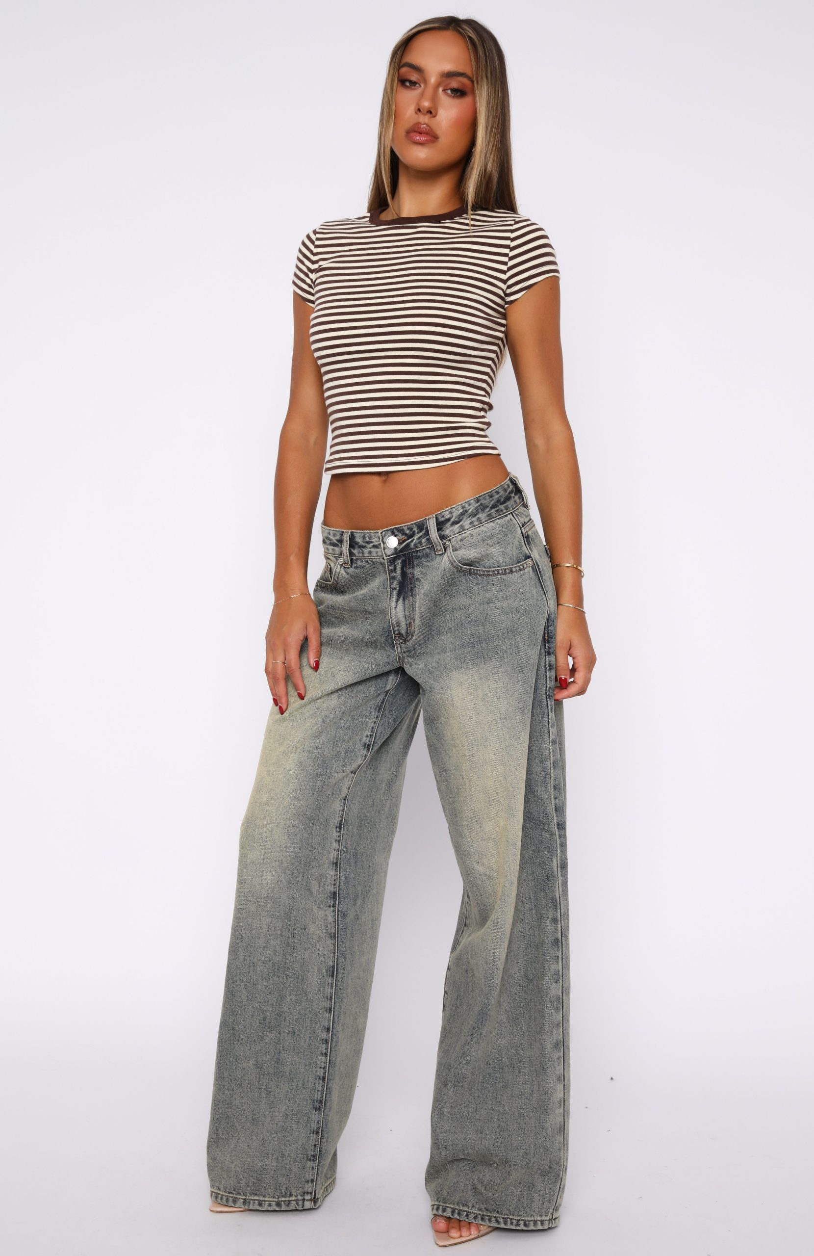Maeve Low Rise Wide Leg Jeans Sand - Image 3