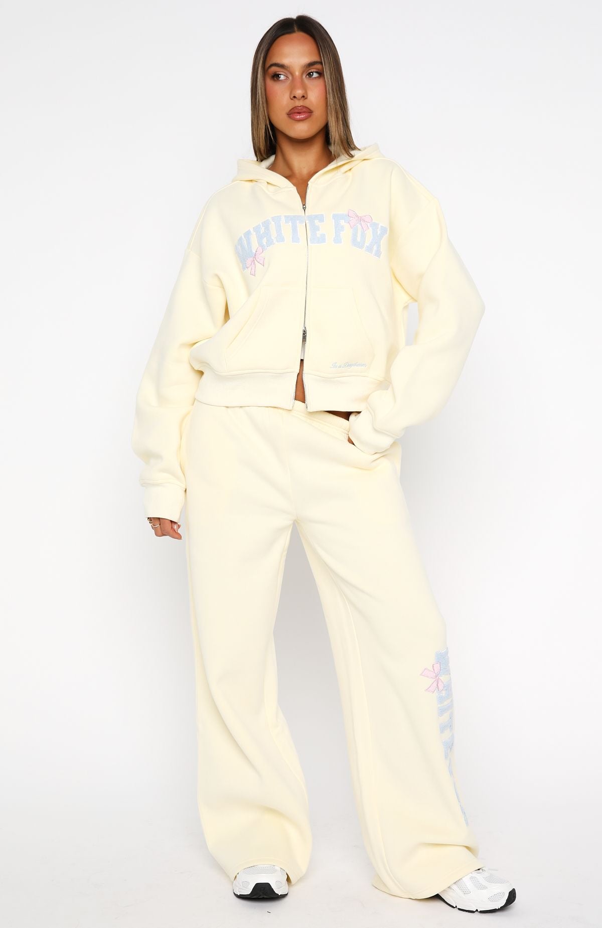Daydreamers Madeline Boxy Zip Front Hoodie Lemon - Image 5